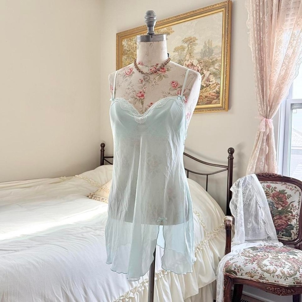 Y2K mint lace lingerie‎ slip dress Apt 9 size medium